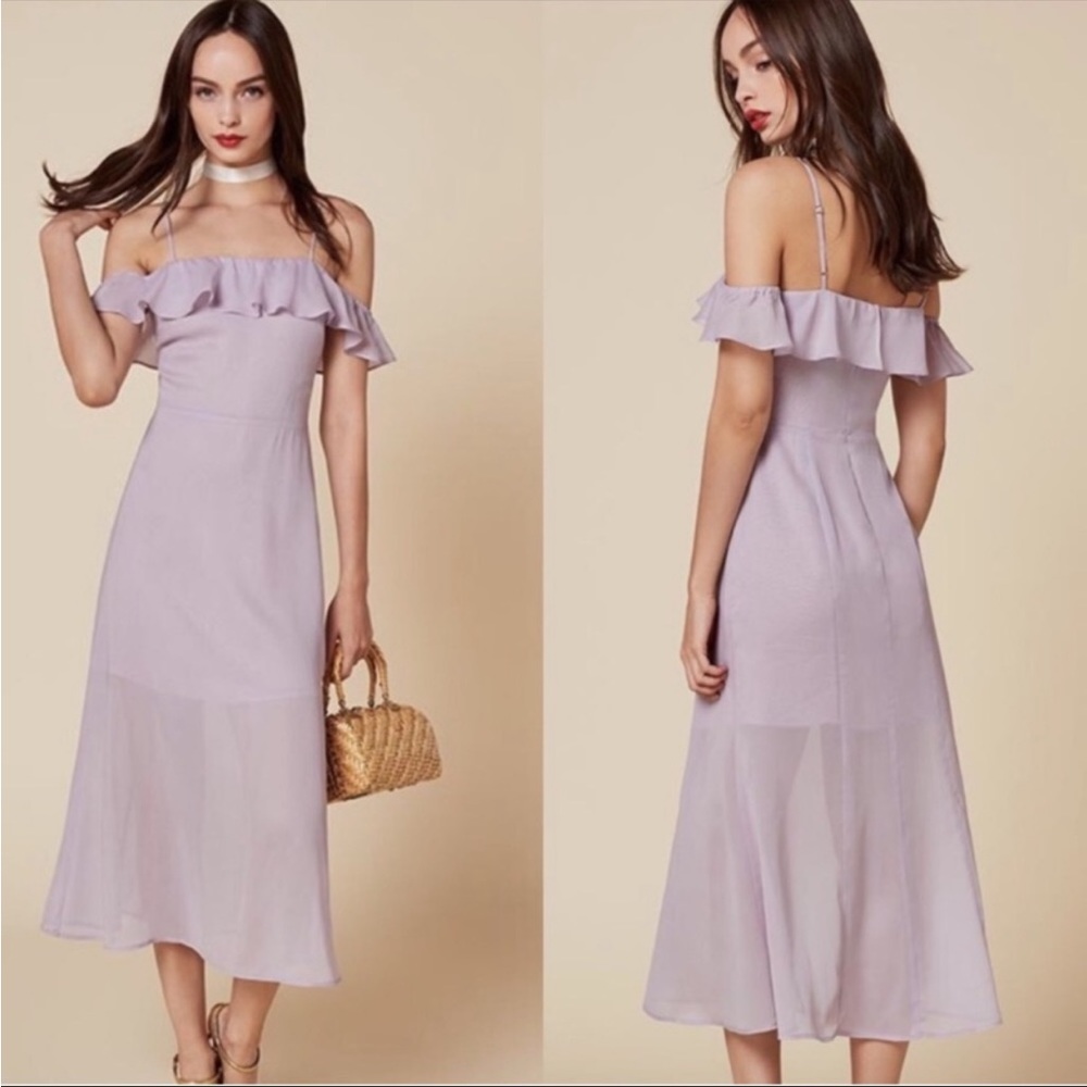 Reformation Hydrangea Dress In Lavender